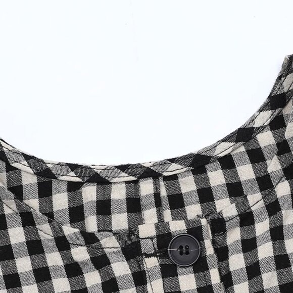 B.Sure Black And White Checkered Vest Skirt Retro Set - Picture 3 of 4